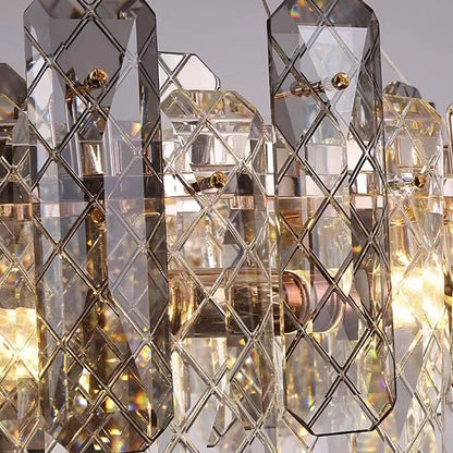 Modern Smoke Gray Crystal Chandelier Gleamy Pendant Light Fixture for Living/ Dining Room/ Bedroom/ Home Office
