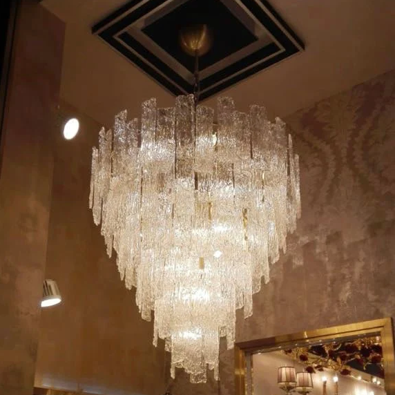 Extra Large Multi-tier Grainy Crystal Sheets Pendant Chandelier for Living Room/Foyer/Entrys