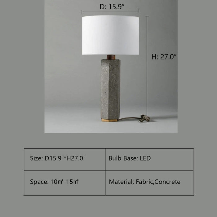 D15.9"*H27.0" Concrete Column Table Lamp,table lamp,lamp,light,lamps,fabric,concrete,white,creative,classical,round,living room,coffee bar,bedside,bebroom