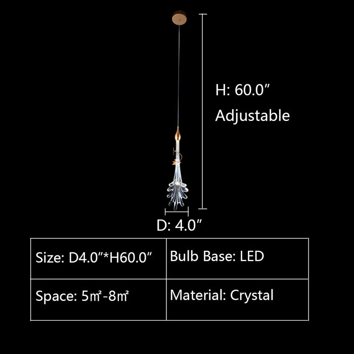 1 Pendant: D4.0"*H60.0" WAVE CLUSTER FLOWER GLASS PENDANT CHANDELIER,chandelier,chandeliers,glass,flush mount,ceiling,water splash shape,flower,clear glass,foyer,entryance,living room,dining room,bedside