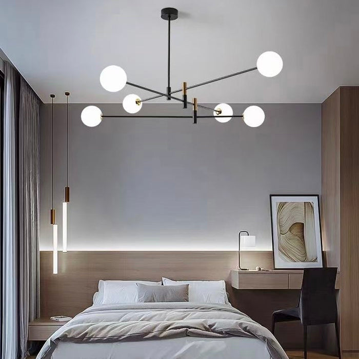 Black & Gold Sputnik Ceiling Pedant Light With Warm White Light