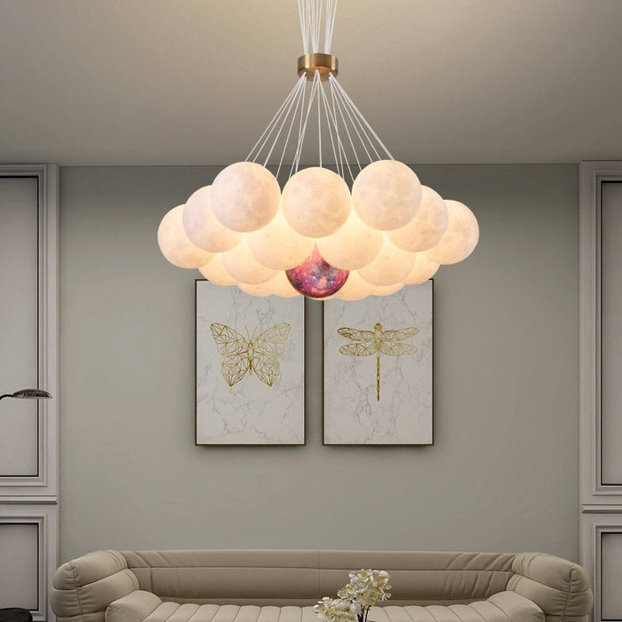 2021 New Trendy Bubble Moon Chandelier Bedroom Ceiling Light Modern Nordic Lamp