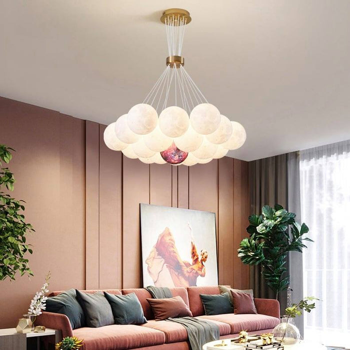 2021 New Trendy Bubble Moon Chandelier Bedroom Ceiling Light Modern Nordic Lamp