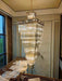 Decorative Extra Length Vertical Luxury Fancy Crystal Staircase Chandelier Foyer High Ceiling Light Fixture Lamp In Gray/ Amber Brim For Lobby Hotel Hallway Entrance Customer Review