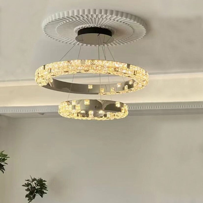 2023 New Two-layer Ring Light Luxury Ceiling Crystal Chandelier For Living Room/Dining Room