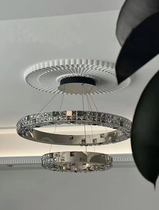 2023 New Two-layer Ring Light Luxury Ceiling Crystal Chandelier For Living Room/Dining Room