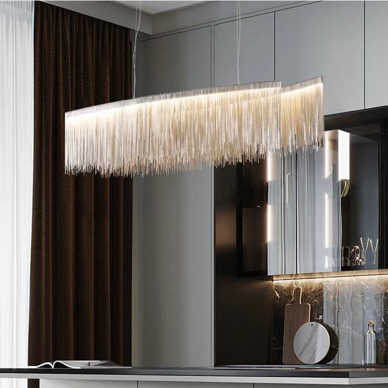 Designer Recommended Art Aluminum Tassel Pendant Chandelier for Living/Dining Room/Kitchen Island