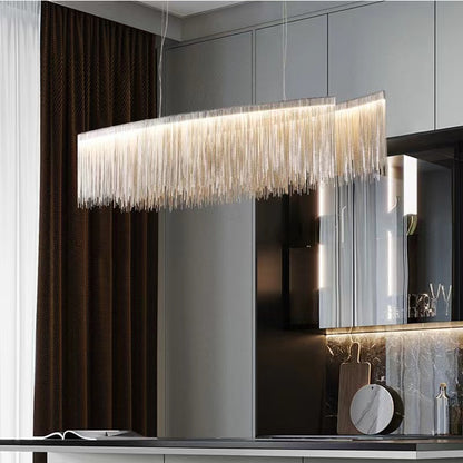 Designer Recommended Art Aluminum Tassel Pendant Chandelier for Living/Dining Room/Kitchen Island