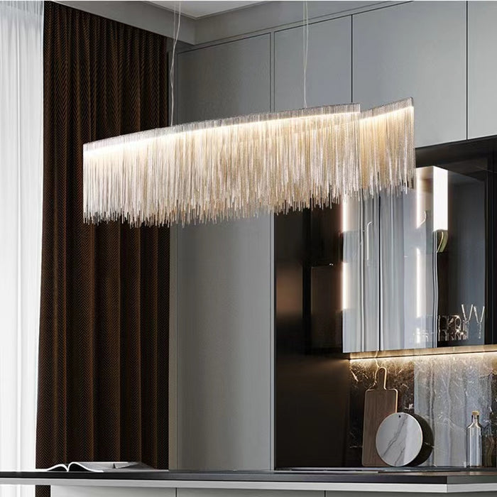 Designer Recommended Art Aluminum Tassel Pendant Chandelier for Living/Dining Room/Kitchen Island