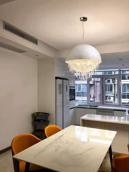 Designer Model Modern Art Half Dome Crystal Pendant Chandelier for Dining/Living Room