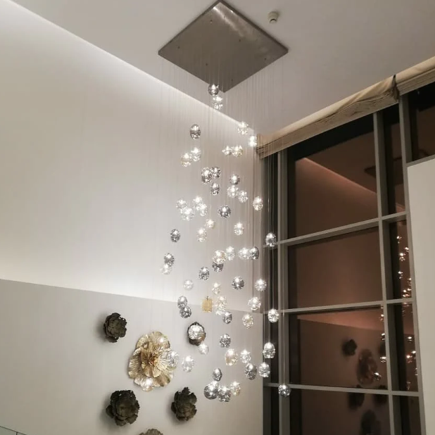 Extra Large Flush Mount Multiple Glass Bubble Pendant Chandelier for Living Room