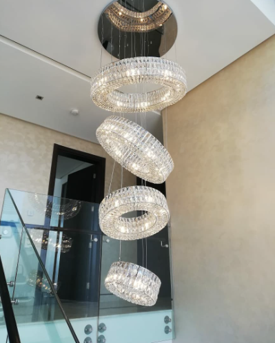 Extra Large Luxury Multi-Layer Rings Crystal Pendnat Chandelier for Living Room/Foyer