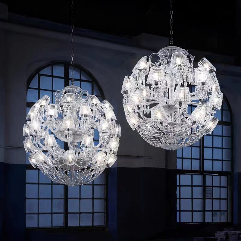 ADELINE LEADED ROUND 50 LIGHT CRYSTAL CHANDELIER,Baccarat Design K9 Luxury Crystal Glass Chandelier Lighting,chandelier,chandeliers,crystal,round,sphere,candle,shade,glass shade,clear crystal,pendant,luxury,big,oversized,huge,large