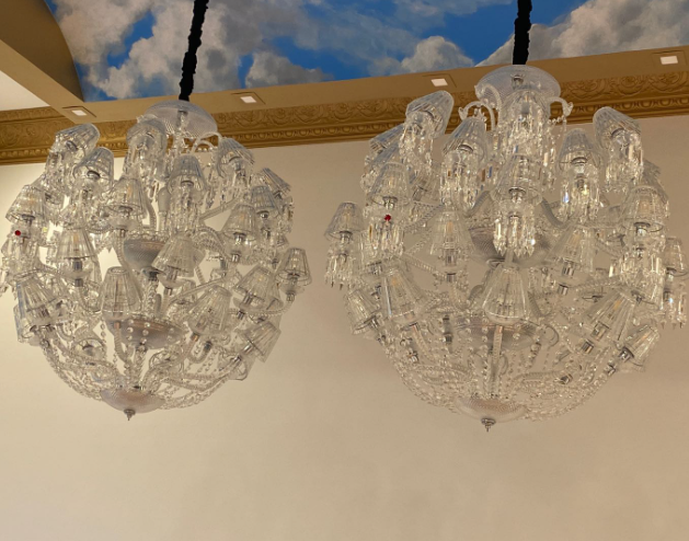 Lampadario a sfera con paralume in cristallo di lusso extra large per soggiorno/ingresso