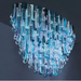 BLUE RAINFALL / WATERFALL MURANO GLASS CHANDELIER,chandelier,chandeliers,flush mount,ceiling,sea wave,blue,crystal,tiers,layers,oval,round,art,creative,foyer,living room,dining room,stairs
