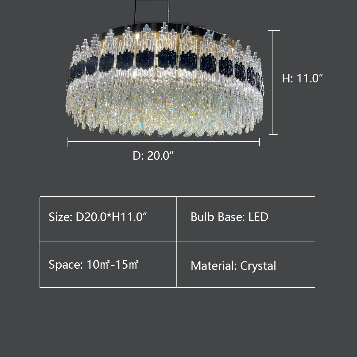 D20.0"*H11.0" DEMILUNE ROUND FLUSHMOUNT CRYSTAL CHANDELIER,chandelier,chandeliers,crystal,round,rods,black,clear crystal,ceiling,chain,adjustable,luxury,chrome,gold
