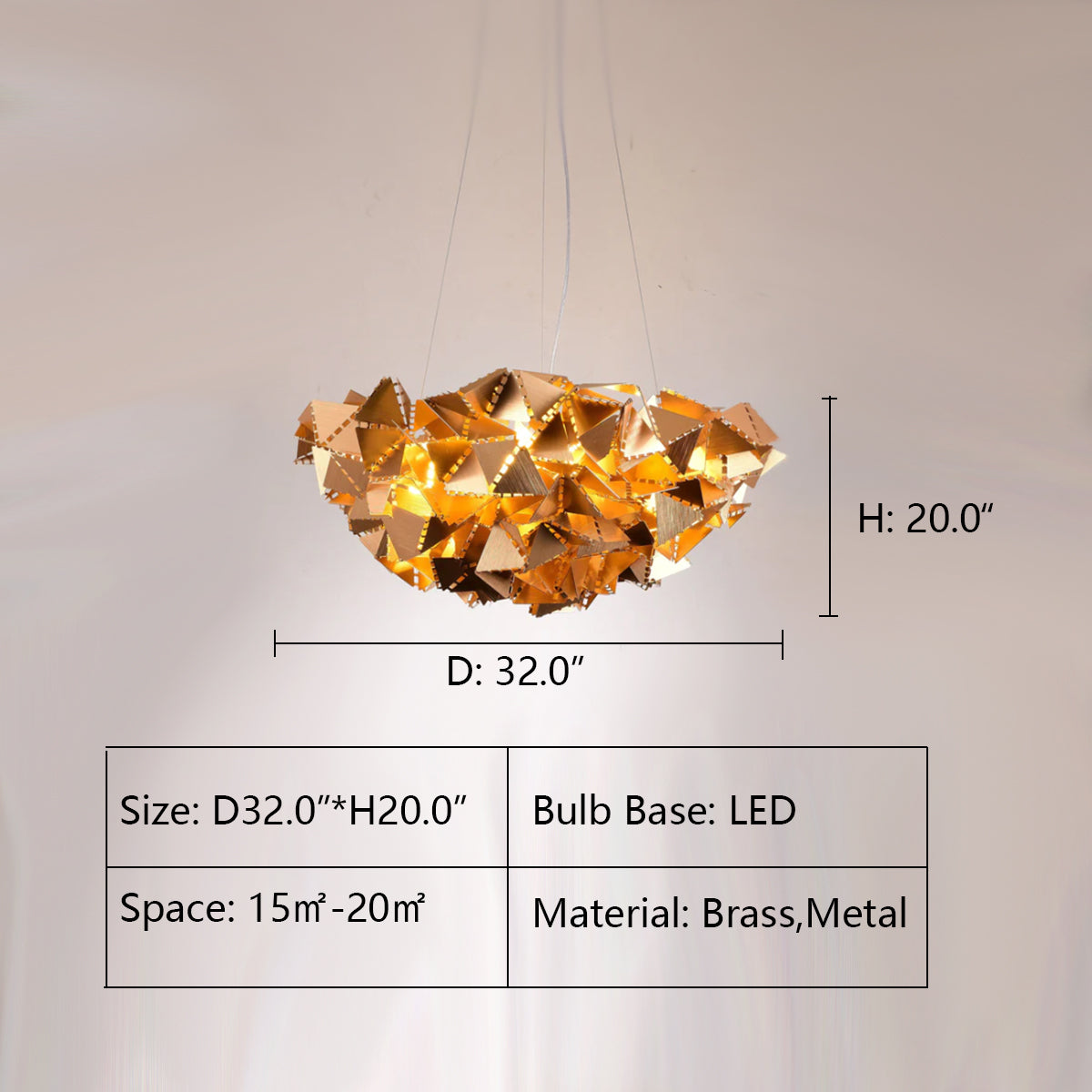 Half Dome Shape: D32.0"*H20.0" Origami Round Metal Chandelier,chandelier,chandeliers,brass,gold,luxury,pendnat,ceiling,post-modern,chain,living room,dining room,bar,metal