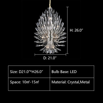 D21.0"*H26.0" LILY STARBURST CRYSTAL SPUTNIK CHANDELIER,chandeleir,chandeliers,pendanr,branch,bouquet,flower.crystal,ceiling,art,creative,post-modern,light luxury,living room,dining room,foyer