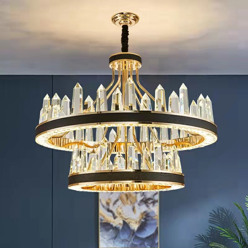 New Style Iceberg Crystal Chandelier For Living Room Modern Black Crown Ceiling Lighting Fixture