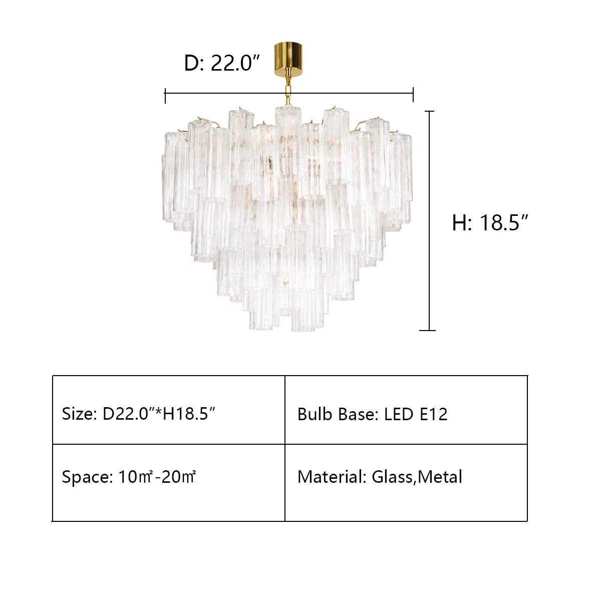 3 Tiers: D22.0"*H18.5"  chandelier,chandeliers,CAPRICE SEMI-TRANSPARENT TUBULAR GLASS CHANDELIER,pendant,glass,transparent,clear,frosted,rods,metal,star,foyer,living room,dining room,entryance,hallway