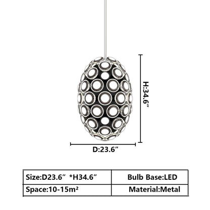 D23.6"*H34.6" chandelier,chandeliers,pendant,oval,eyes,metal,aluminium,round,avant,art,creative,ceiling,led,dining room,living room,foyer,entrys,hallway,coffee shop