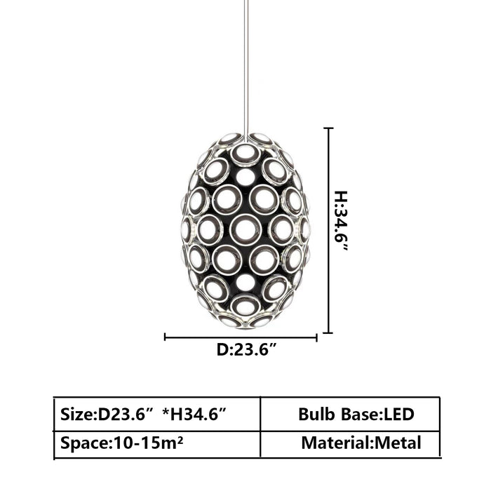 D23.6"*H34.6" chandelier,chandeliers,pendant,oval,eyes,metal,aluminium,round,avant,art,creative,ceiling,led,dining room,living room,foyer,entrys,hallway,coffee shop