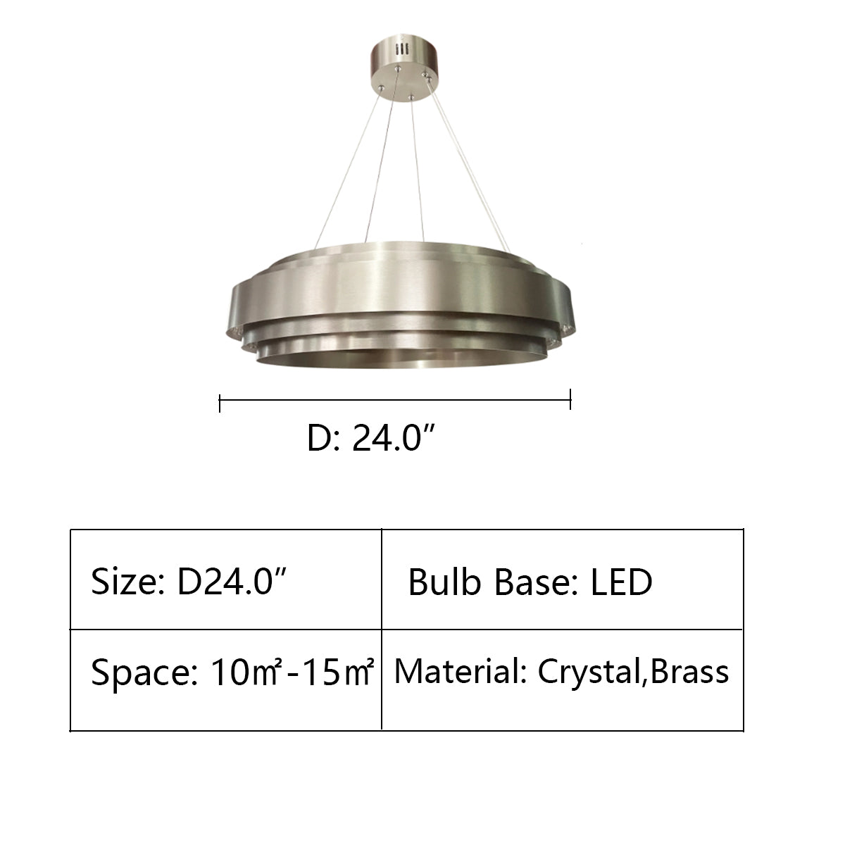 D24.0" LIMOZI MULTI-RING ROUND RING LED CHANDELIER,chandelier,chandeliers,gold,3 tiers,rings,round,circle,chrome,black,ceiling,chain,living room,dining room,bedroom