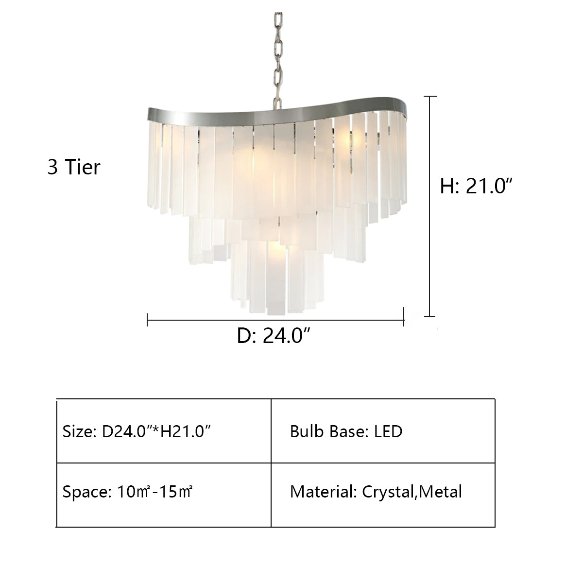 3 Tier: D24.0"*H21.0" Roundel Odeon Fringe Crystal Chandelier,chandelier,chandeliers,crystal,spiral,clear crystal,frost crystal,tier,layer,multi-tier,multi-layer,black,chrome,ceiling,chain,oversized,large,huge,big,living room,dining room,bedroom,bedside,dining table,bar,kitchen island
