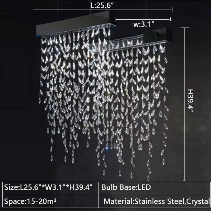 2023 New Modern Creative Light Luxury Tassel Long Crystal Chandelier Designer Models Dining Table/Bar Light Fixture