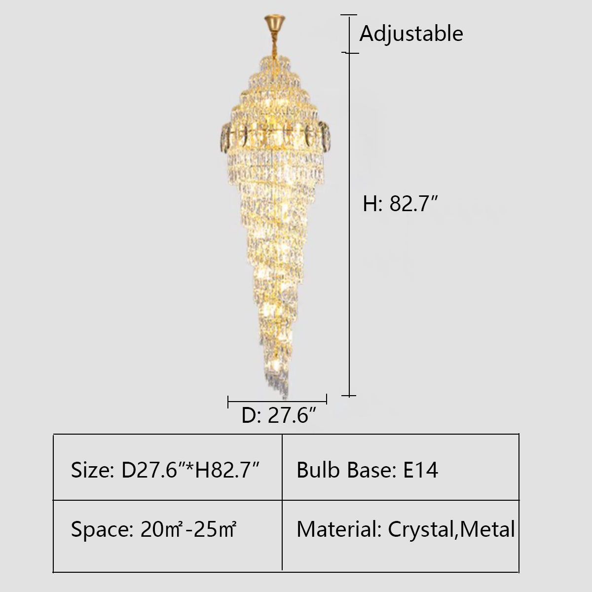 D27.6"*H82.7" chandelier,chandeliers,pendant,crystal,high quality k9 crystal,metal,gold,black,clear crystal,oversized,extra large,large,big,huge,,luxury,light luxury,ceiling,crystal chain,rods,living room,foyer,entrys,big hallway,spiral staircase,stairs,entryance,loft,duplex hall,hotel lobby