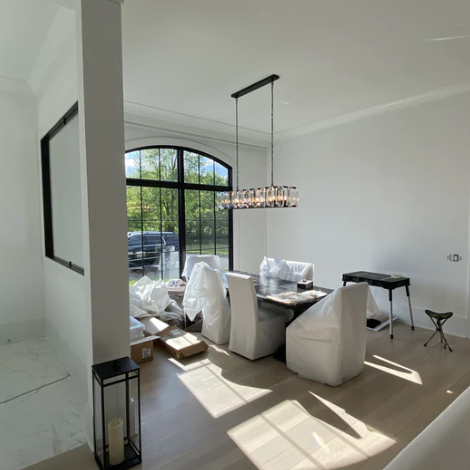 Modern Minimalist Crystal Rectangular Pendant Ceiling Chandelier for Dining Room/Kitchen Island