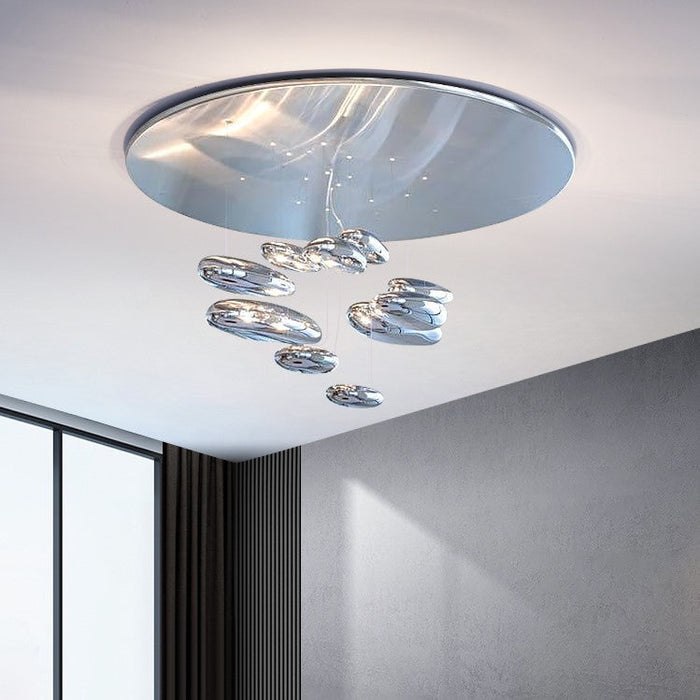 Modern Electroplated Acrylic Big Raindrop Ceiling Light Fixture for Living/ Dining Room/ Bedroom/ Bar