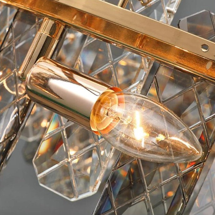 Modern Smoke Gray Crystal Chandelier Gleamy Pendant Light Fixture for Living/ Dining Room/ Bedroom/ Home Office