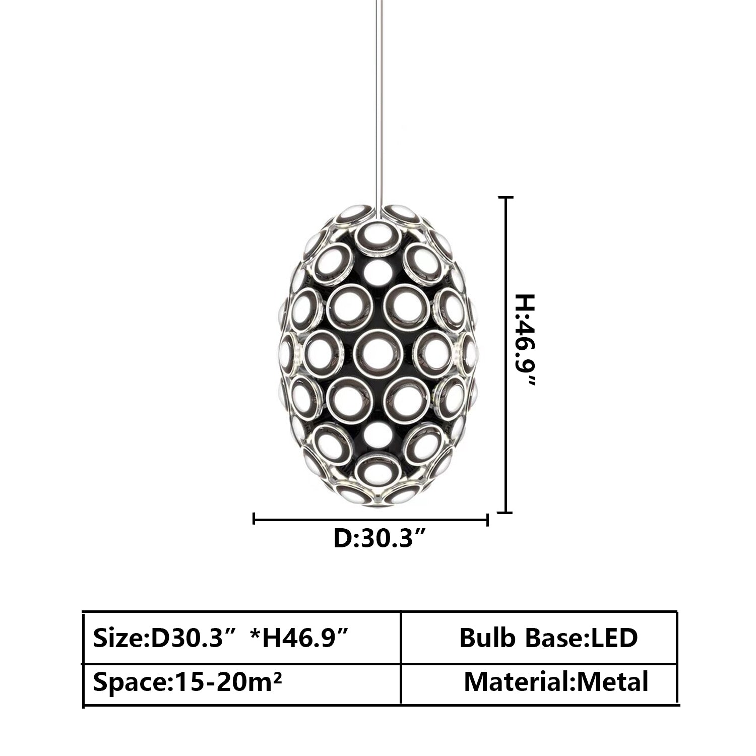  D30.3"*H46.9" chandelier,chandeliers,pendant,oval,eyes,metal,aluminium,round,avant,art,creative,ceiling,led,dining room,living room,foyer,entrys,hallway,coffee shop
