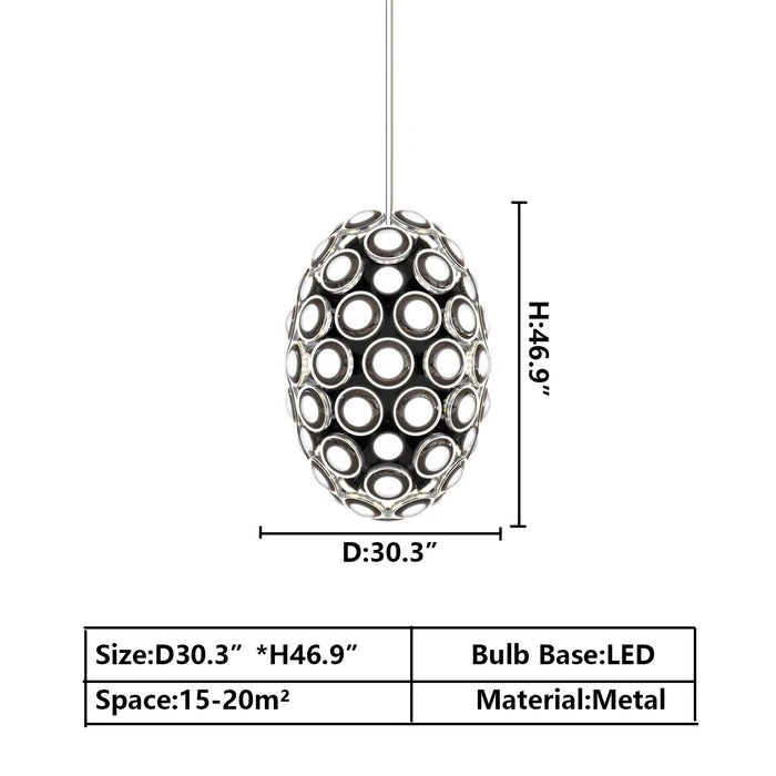  D30.3"*H46.9" chandelier,chandeliers,pendant,oval,eyes,metal,aluminium,round,avant,art,creative,ceiling,led,dining room,living room,foyer,entrys,hallway,coffee shop