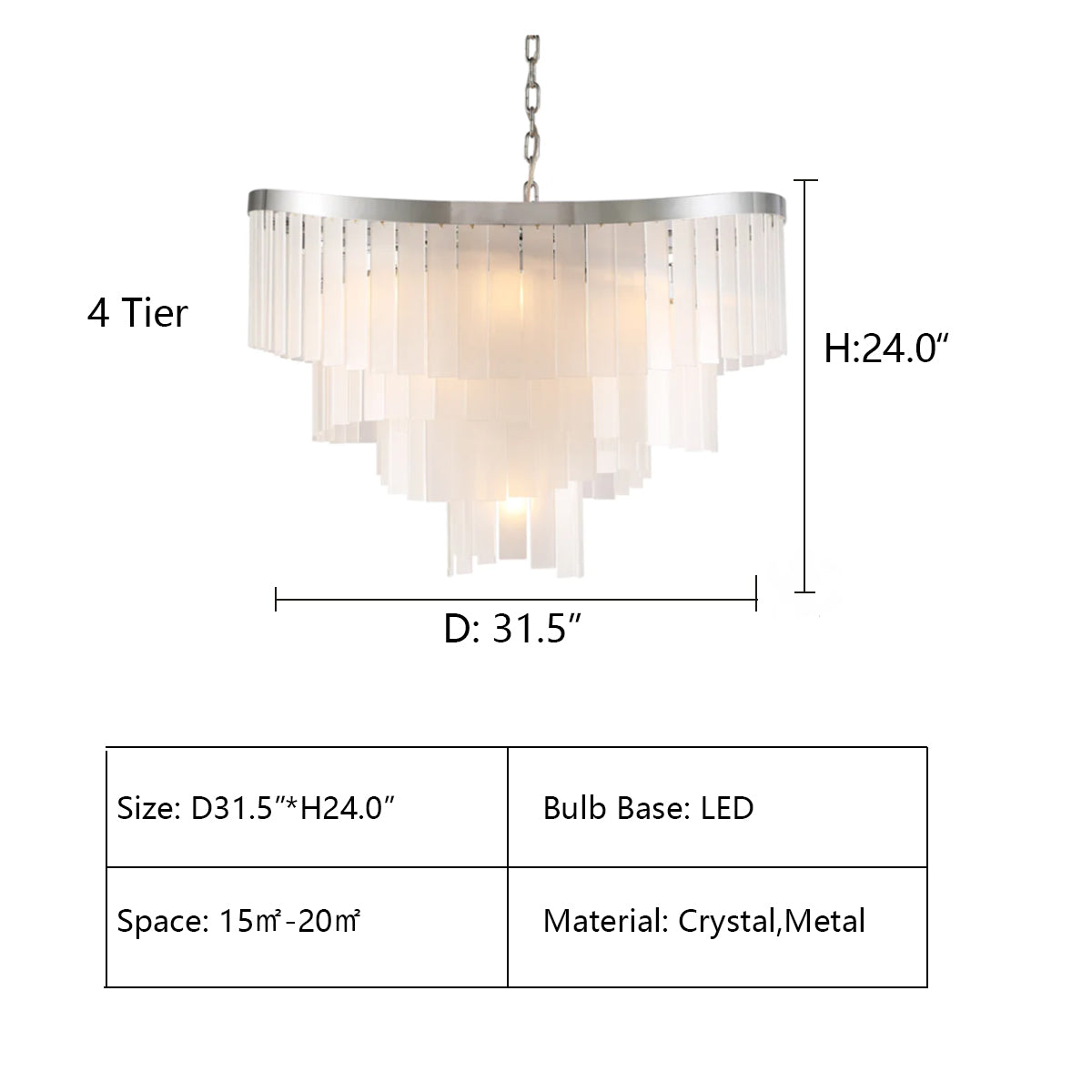 4 Tier: D31.5"*H24.0" Roundel Odeon Fringe Crystal Chandelier,chandelier,chandeliers,crystal,spiral,clear crystal,frost crystal,tier,layer,multi-tier,multi-layer,black,chrome,ceiling,chain,oversized,large,huge,big,living room,dining room,bedroom,bedside,dining table,bar,kitchen island
