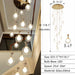 19Lights: D31.5"*H118.1" chandelier,chandeliers,ceiling,glass,metal,glass shade,ball,gold,sphere,round,ceiling,adjustable,extra long,long,living room,dining room,stairs,loft,entrys,hallway,duplex hall