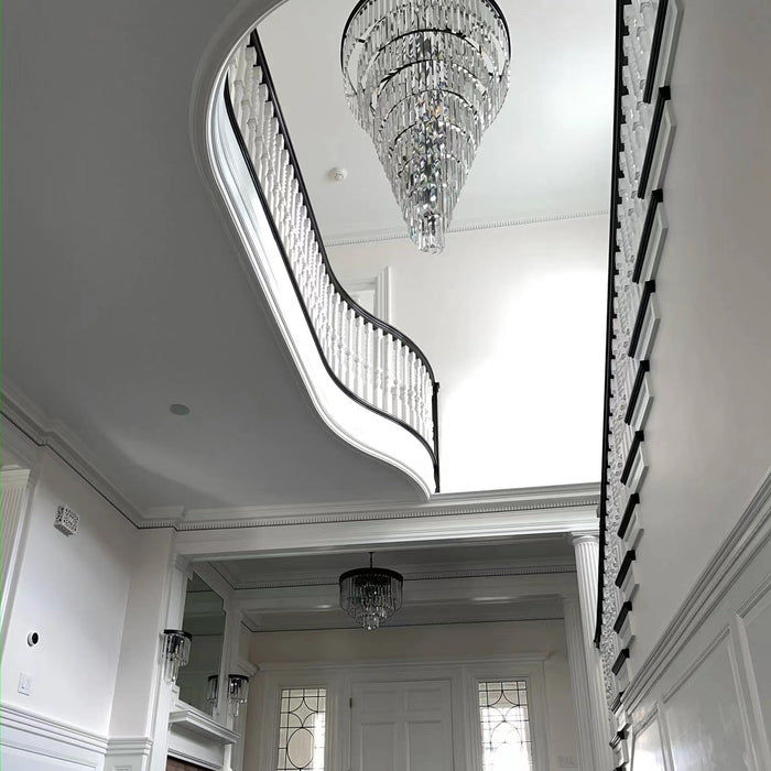 Extra Large Spiral Crystal Chandelier Multi Tiered Round Ceiling Light Restoration Hardware Helix  Elk Home Palatial