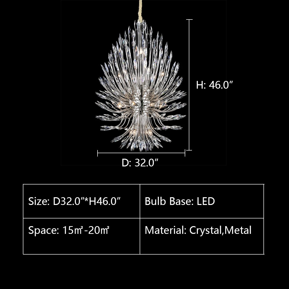 D32.0"*H46.0" LILY STARBURST CRYSTAL SPUTNIK CHANDELIER,chandeleir,chandeliers,pendanr,branch,bouquet,flower.crystal,ceiling,art,creative,post-modern,light luxury,living room,dining room,foyer