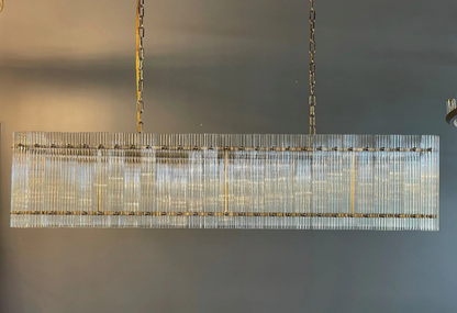 Oversized Modern Minimalist Rectangular Crystal Tile Pendant Chandelier for Dining Room/Kitchen Island