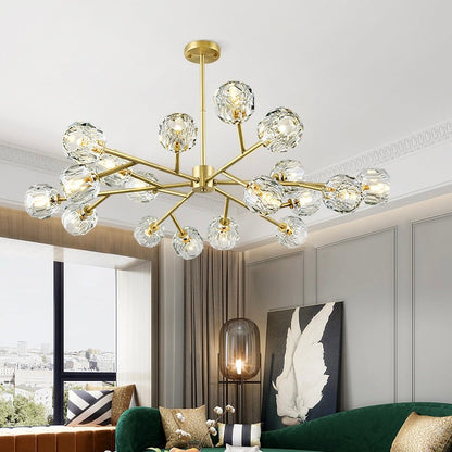 Lustre Spoutnik en laiton avec cristaux K9, luminaire de plafond moderne