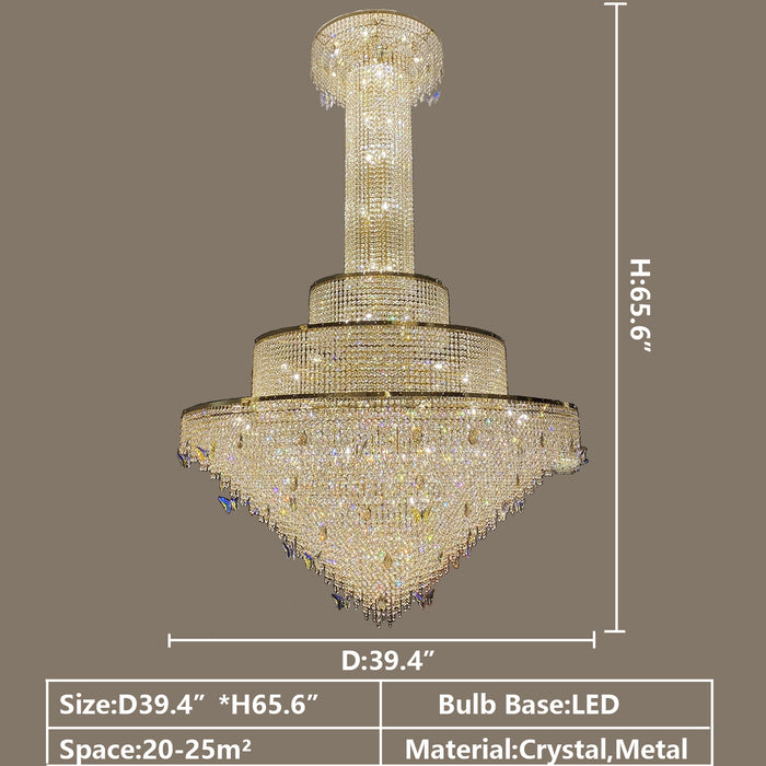 D39.4"*H65.6" chandelier,chandeliers,pendant,crystal,metal,empire,round,long,oversized,extra large,extra long,large,big,huge,luxury,modern,light luxury,stairs,living room,hallway,entrys,foyer,tiers,layers,multi-tier,multi-layer,clear