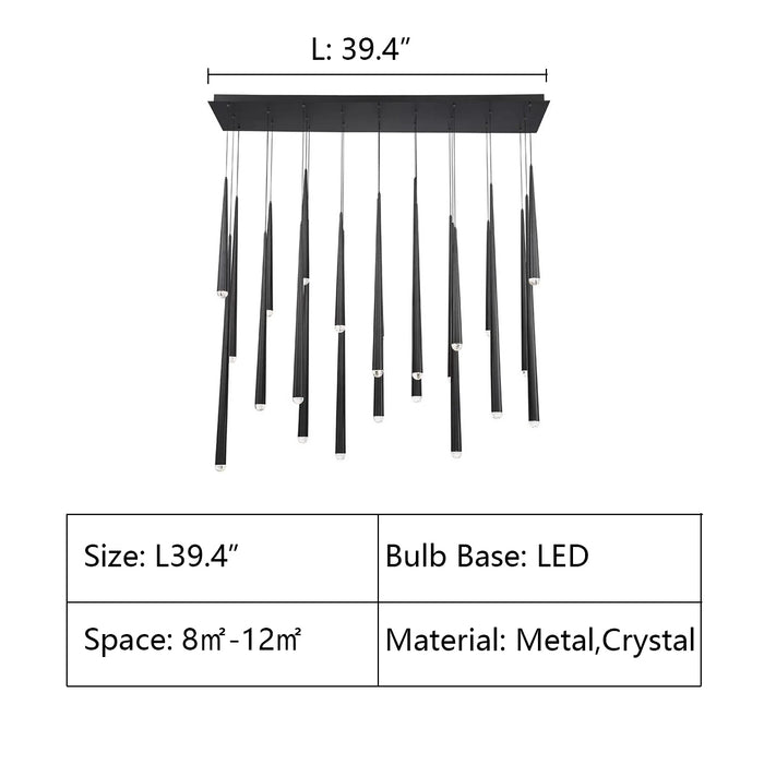L39.4" chandelier,chandeliers,pendant,cone,living room,dining room,dining table,kitchen island,kitchen bar,dinng bar,bar,long table,big table,l;ong,extra large,large,big,long,metal,crystal