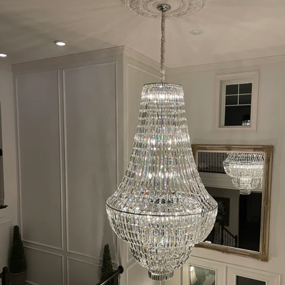 Lustre en cristal Empire de luxe, surdimensionné et moderne, pour salon, hall d'entrée ou escalier