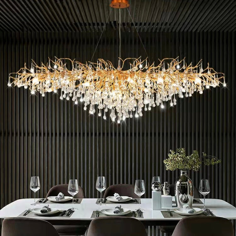 Extra Large Tree Branch Crystal Chandelier With Clear Teardrop-shaped Glass Popular Trendy Hot Sale Living/Dining Room Ceiling Lamp/Light