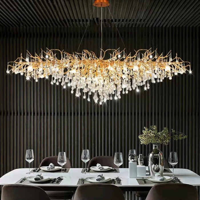 Extra Large Tree Branch Crystal Chandelier With Clear Teardrop-shaped Glass Popular Trendy Hot Sale Living/Dining Room Ceiling Lamp/Light