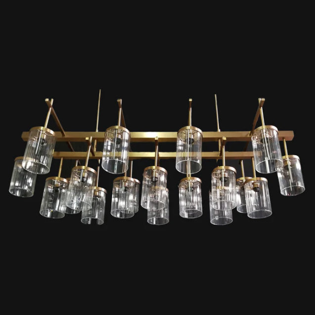 Nordic Rectangle Metal Branch Clear Glass Shade Pendant Light for Dining Room