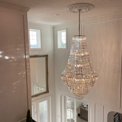 Lustre en cristal Empire de luxe, surdimensionné et moderne, pour salon, hall d'entrée ou escalier