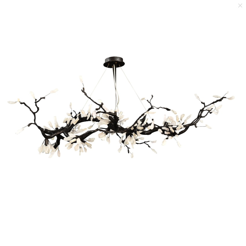 Creative Extra Large Flower Branch Light Natural Crystal Pendant Chandelier for Dining/Living Room