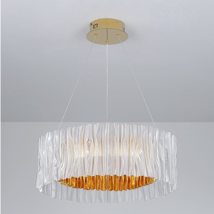 Modern Minimalism Pleated Acrylic Ring Round Ceiling Light for Living/ Ding Room/ Bar